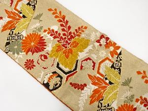 アンティーク　流水に桐・菊模様織り出し袋帯(着用可)